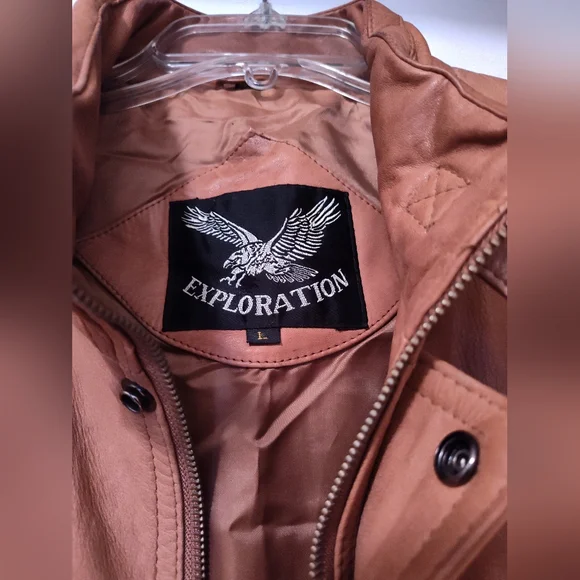 Genuine Brown Leather Jacket by Exploration - Picture 7 of 16
